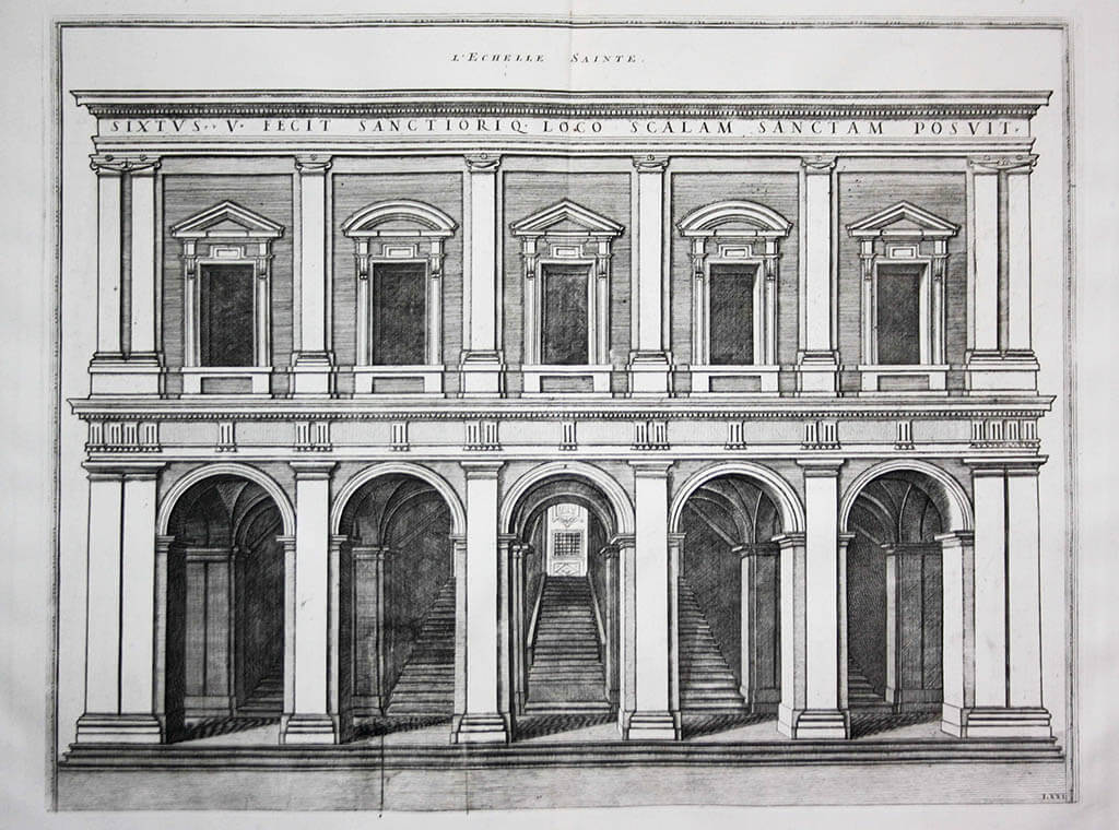 Engraving of the Scala Sancta by Pieter Mortier, 1704